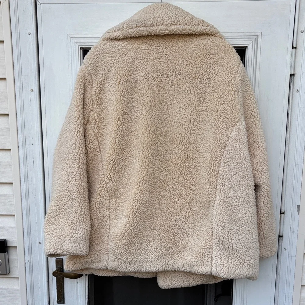 Free People Ladies Cream Sherpa Jacket-M - Picture 8 of 9